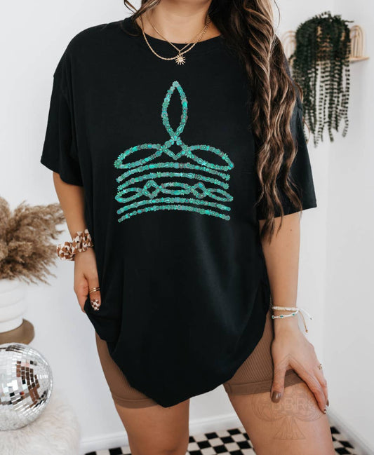 Turquoise Boot Stitch Tee